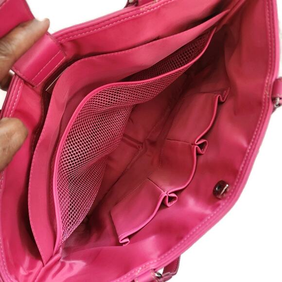 Liz Claiborne Women's Pink Nylon Business Travel Laptop Tote w Portfolio Holder - Picture 6 of 9